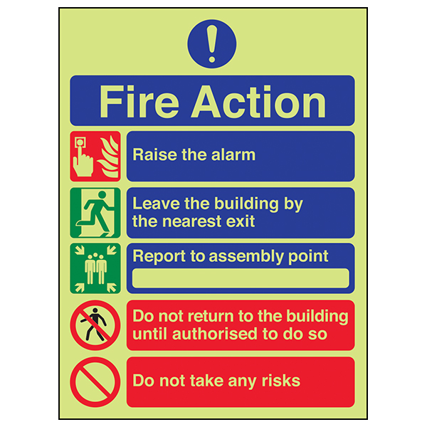 Fire Action Sign Fire Action Sign